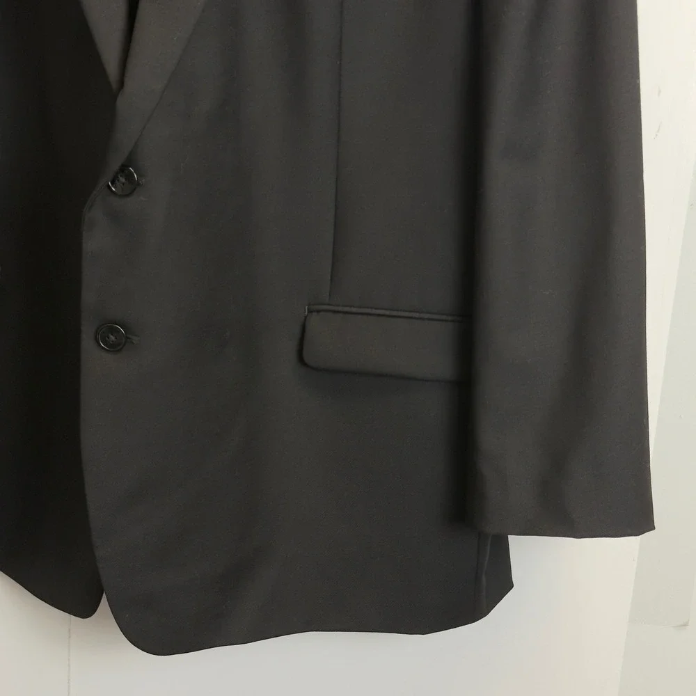 Calvin Klein Mens 50R Black Wool Suit Jacket Blazer Formal Classic fit 2 Button